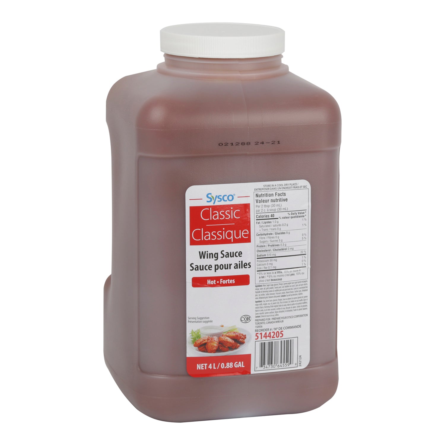 Sysco Classic Classic Hot Wing Sauce 2x4l [$0.74/100ml]