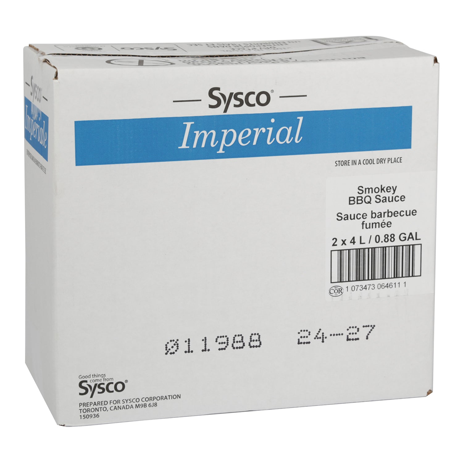 Sysco Imperial Smokey BBQ Sauce 2x4l [$0.74/100ml]