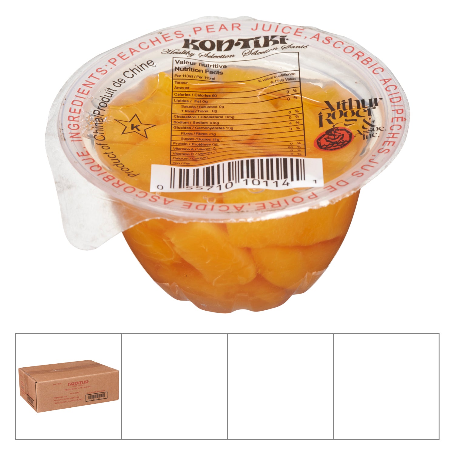 Kon-tiki Diced Peach Fruit Cup 24x113ml [$1.08/ea]