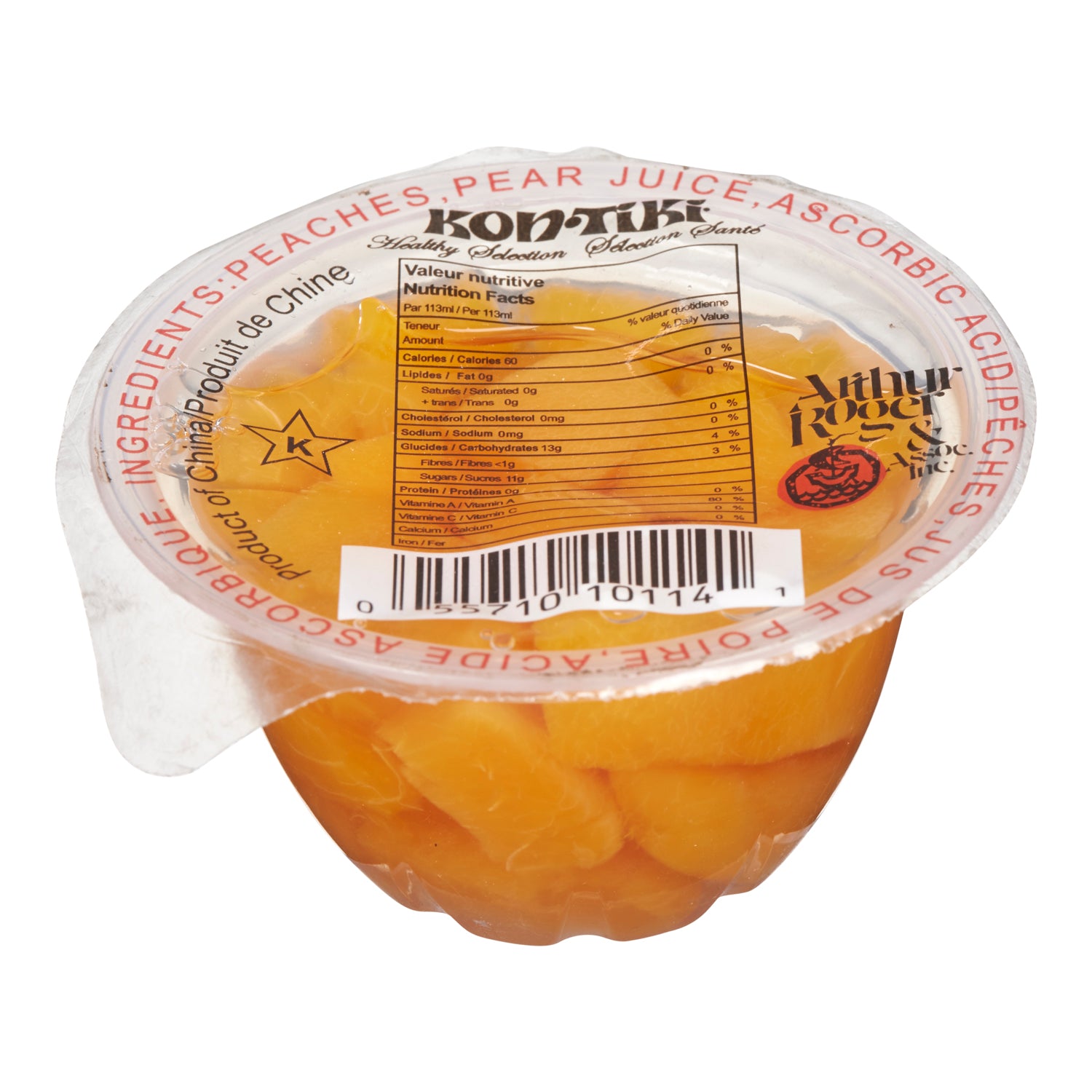 Kon-tiki Diced Peach Fruit Cup 24x113ml [$1.08/ea]