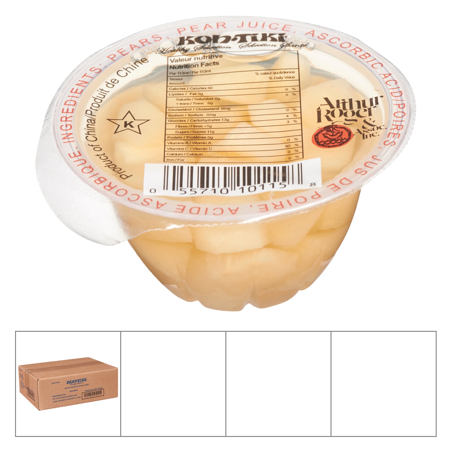 Kon-tiki Diced Pear Fruit Cup 24x113ml [$1.08/ea]