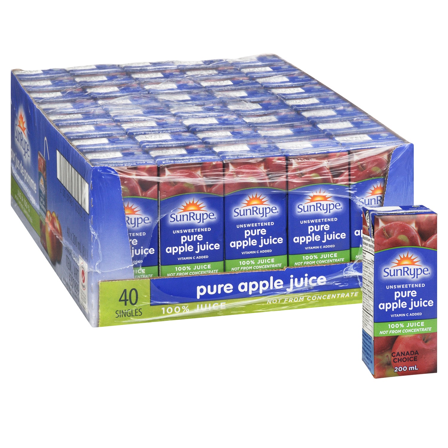 Sunrype 100% Pure Apple Juice 40x200ml [$0.49/ea]