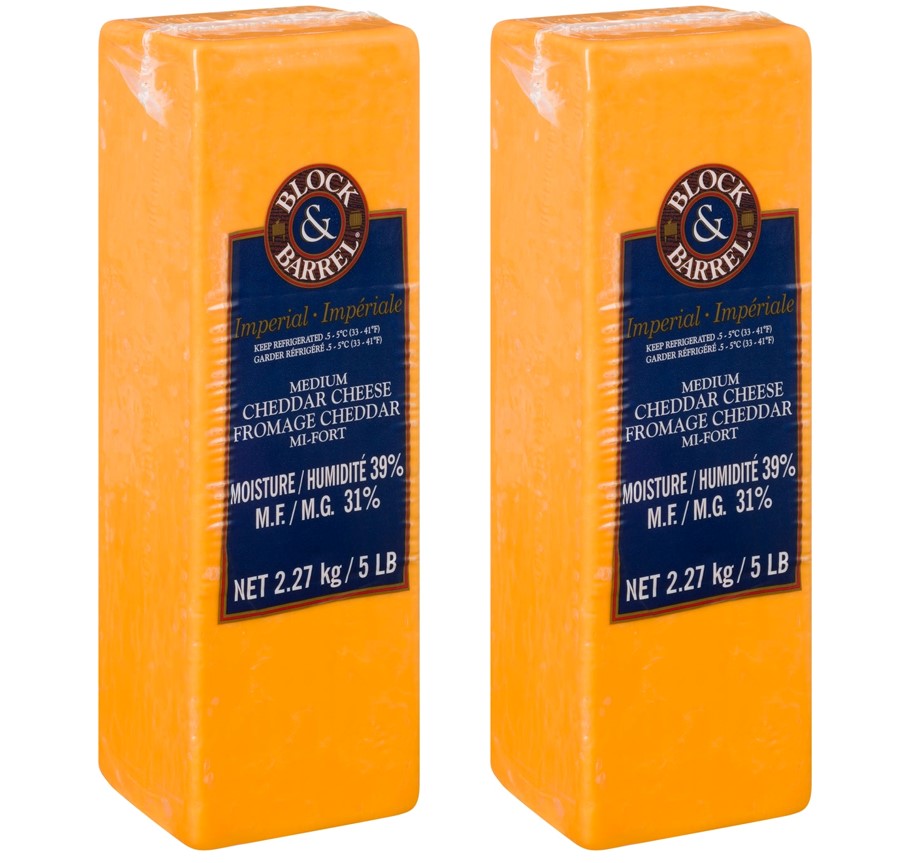 Block & Barrel Imperial Medium Cheddar Cheese 2x2.27kg [$1.67/100g]