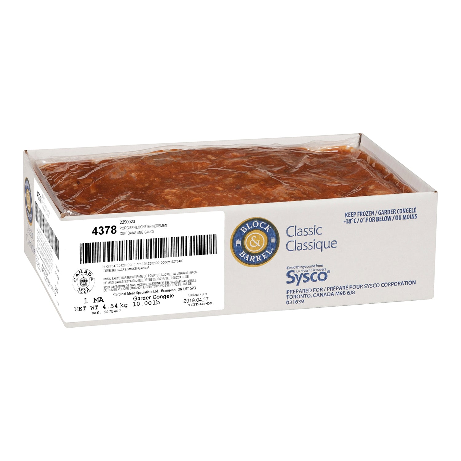 Block & Barrel Classic Pulled Pork with Sauce 4x1.13Kg [$15.41/kg] [$6.99/lb]