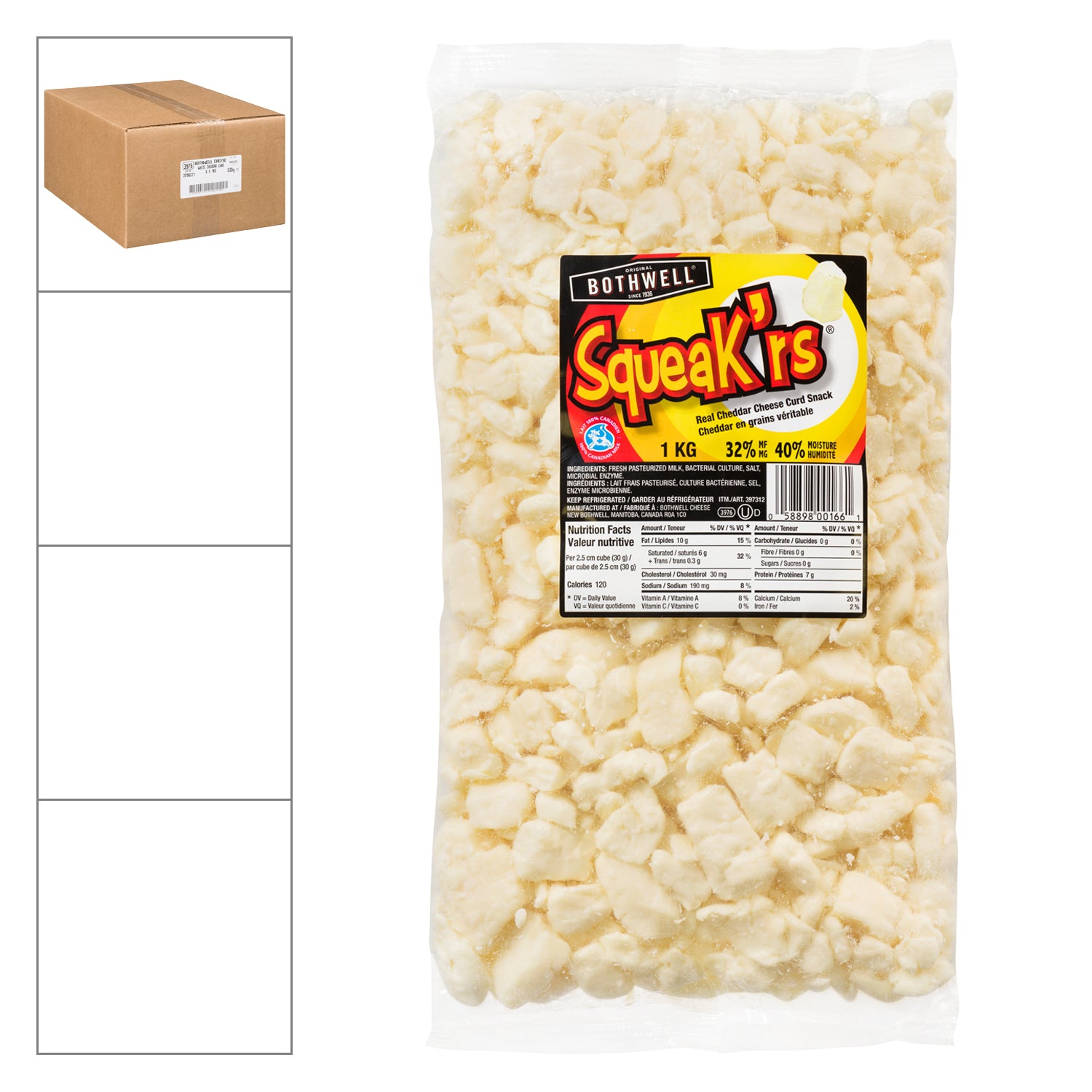 Bothwell Cheese Curds White 6x1kg [$1.66/100g]