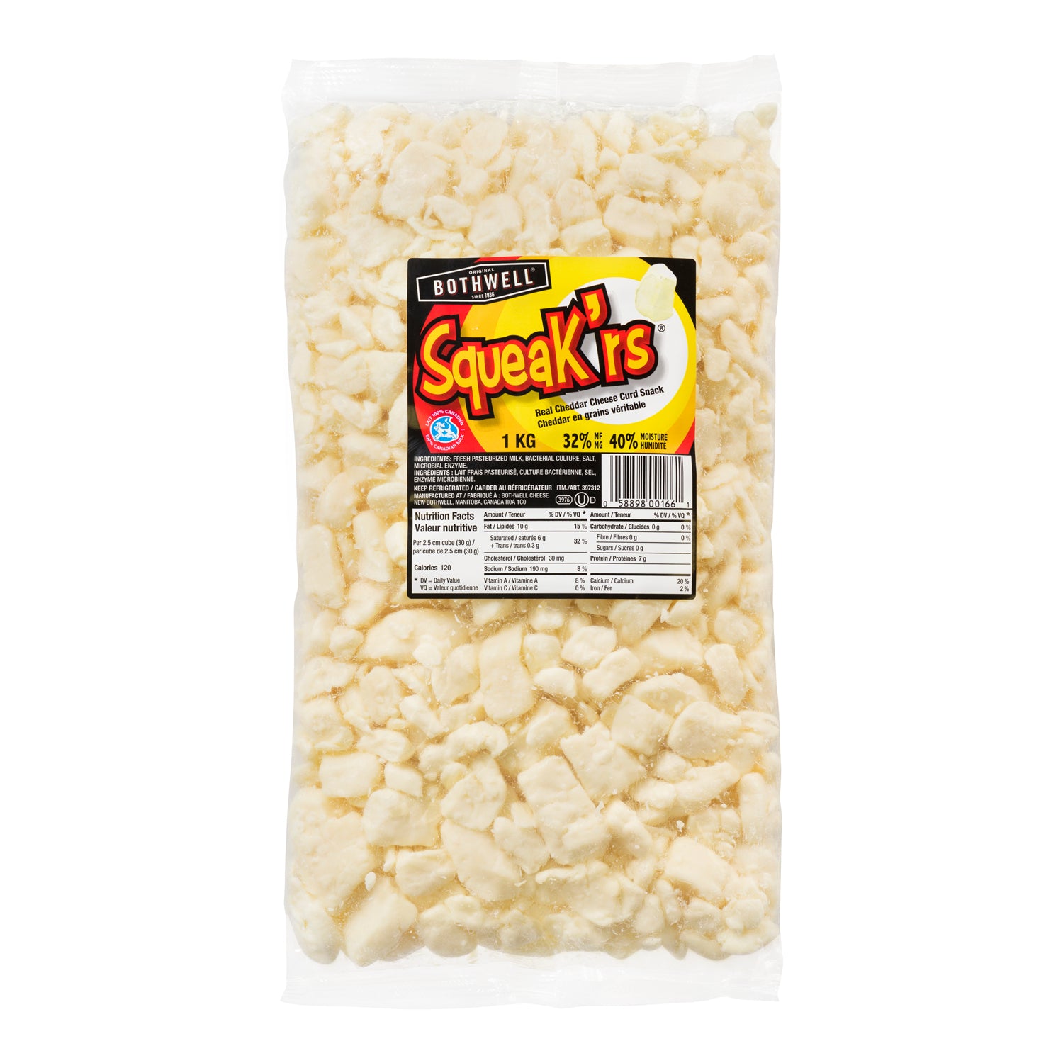 Bothwell Cheese Curds White 6x1kg [$1.66/100g]