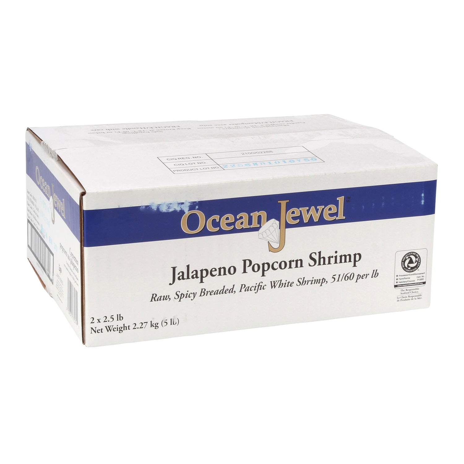 Ocean Jewel Breaded Jalapeno Popcorn Shrimp 2x1.13Kg [$11.39/kg] [$5.17/lb]