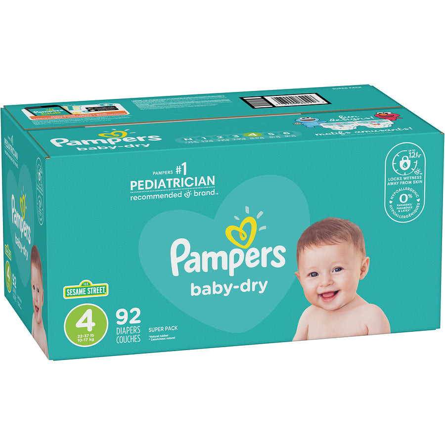 Pampers Baby Dry Diapers Size 4 Super Pack 92ct [$0.32/ea]