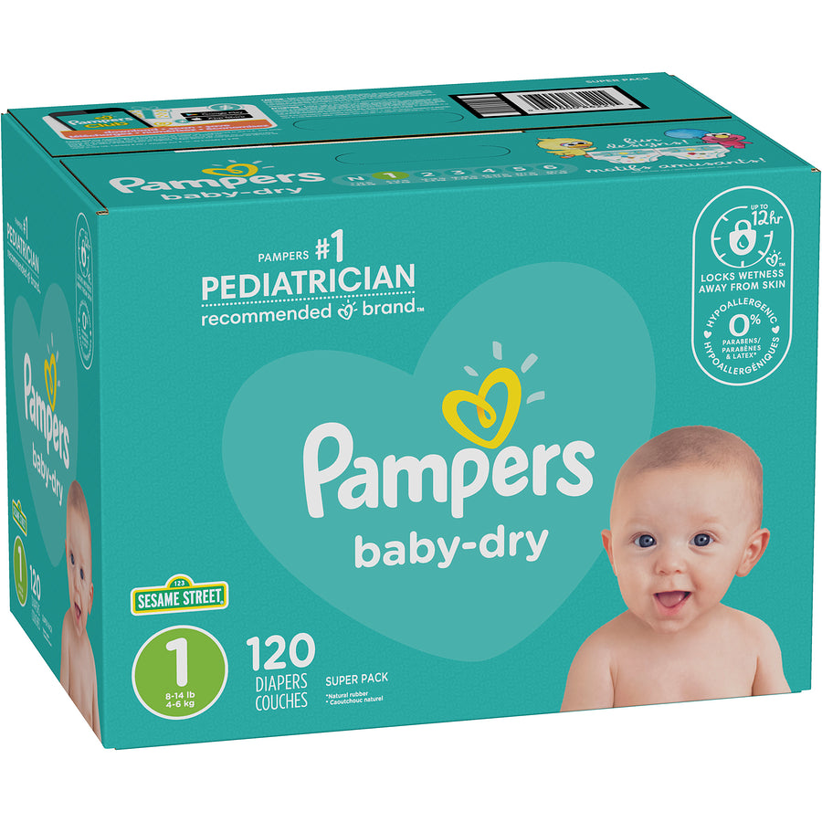Pampers Baby Dry Diapers Size 1 Super Pack 120ct [$0.24/ea]
