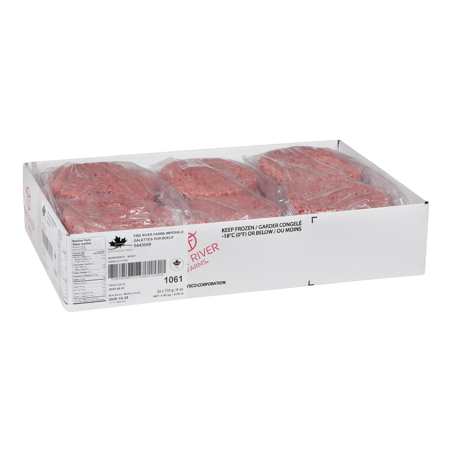 Fire River Farms Imperial Pure Beef Patties 24x170g [$2.08/ea]