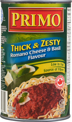 Primo Thick and Zesty Romano Cheese and Basil Pasta Sauce 12x680ml [$2.24/ea]