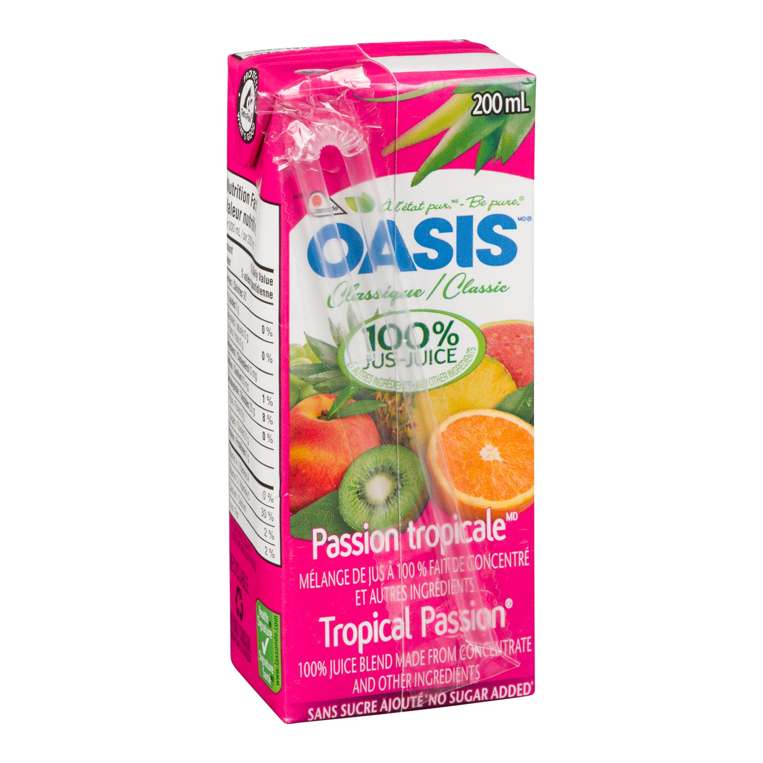 Oasis 100% Pure Tropical Passion Juice 30x200ml [$0.39/ea]