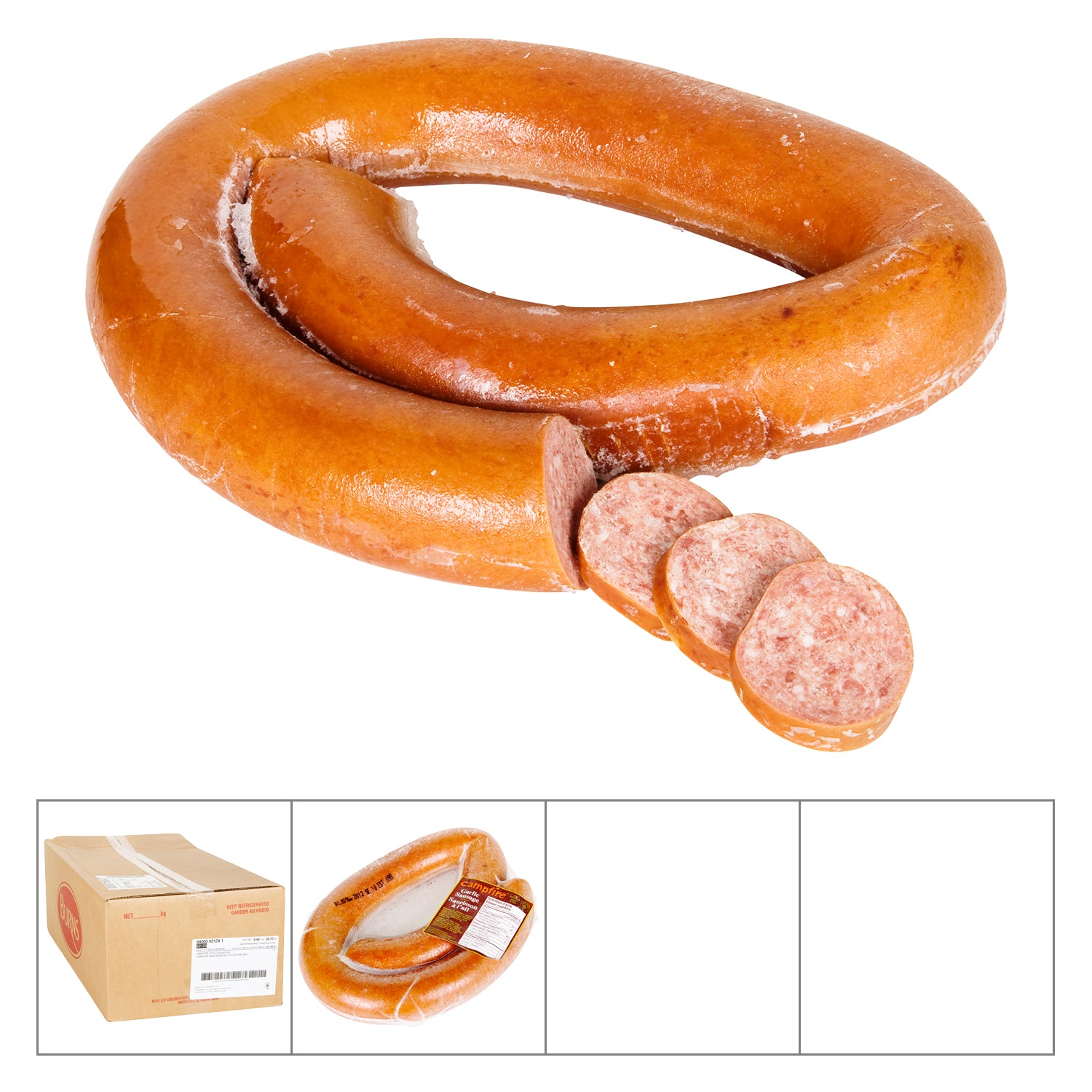 Campfire Garlic Sausage Coil 4x2.5kg [$9.05/kg] [$4.11/lb]