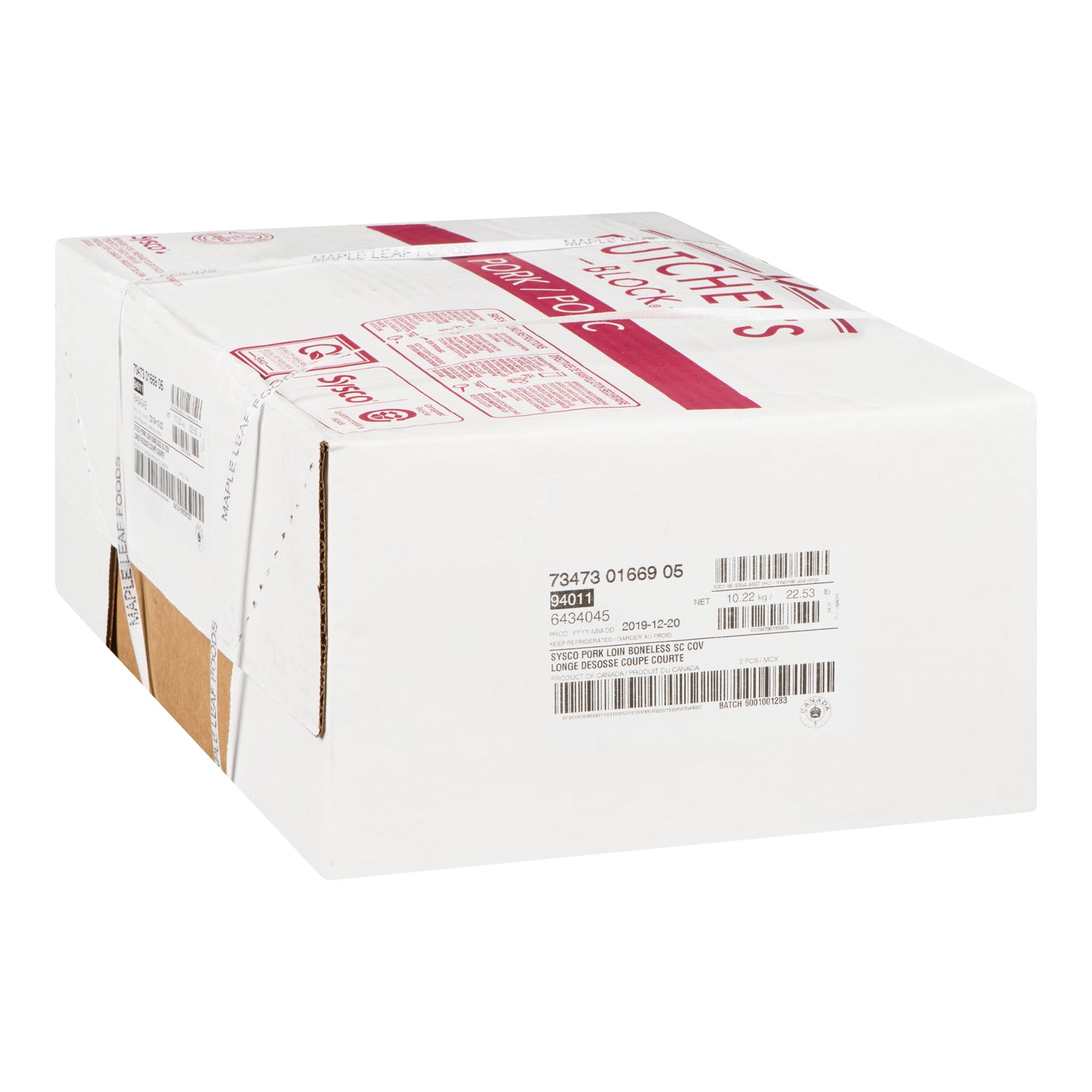 Butchers Block Uncut Boneless Pork Loins Approx. 2x5kg [$8.07/kg] [$3.66/lb]