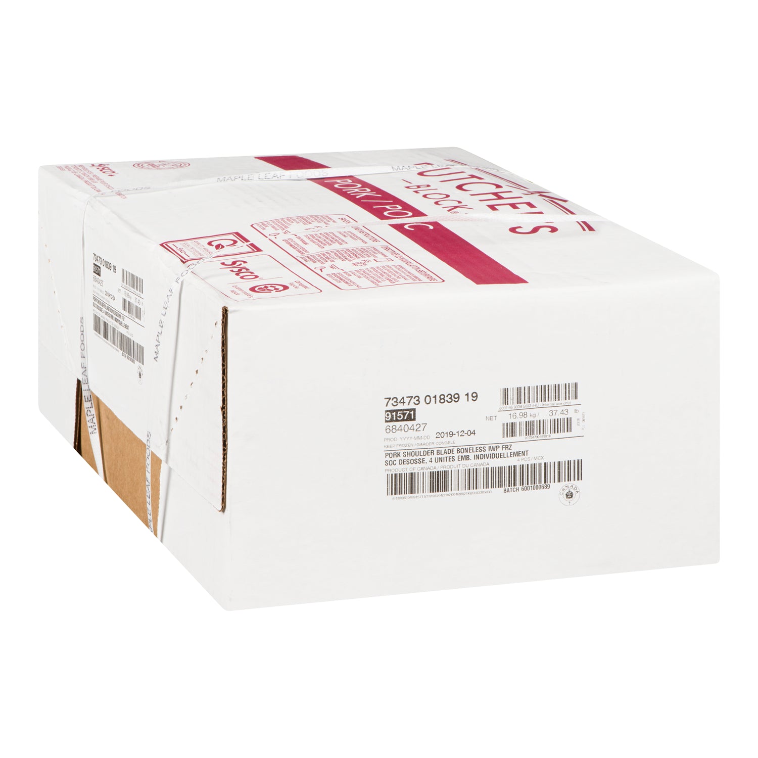 Butchers Block Boneless Pork Butt Shoulders Approx. 4x4kg [$4.99/kg] [$2.26/lb]